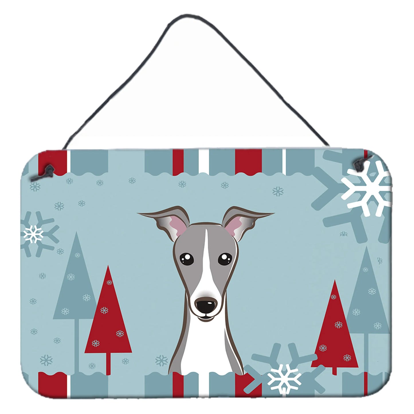 Winter Holiday Design with Dog Art Wall or Door Hanging Prints