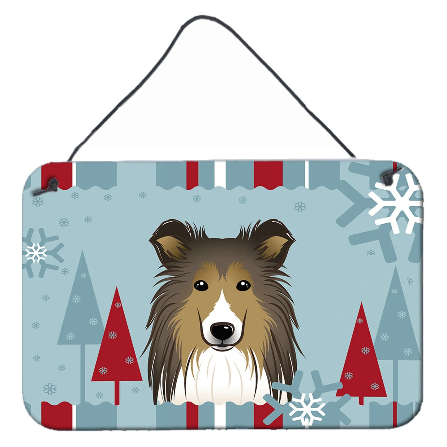 Winter Holiday Design with Dog Art Wall or Door Hanging Prints