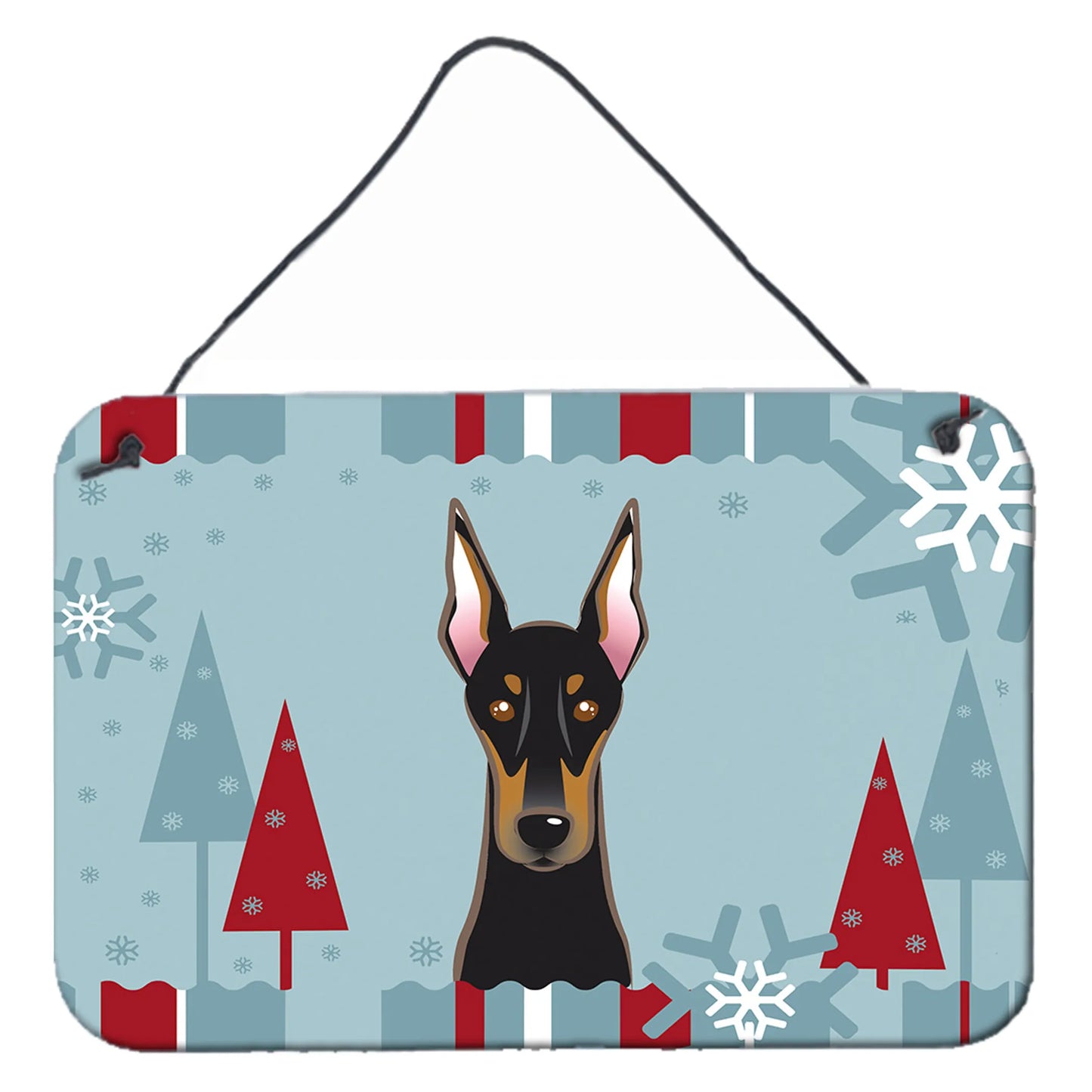 Winter Holiday Design with Dog Art Wall or Door Hanging Prints