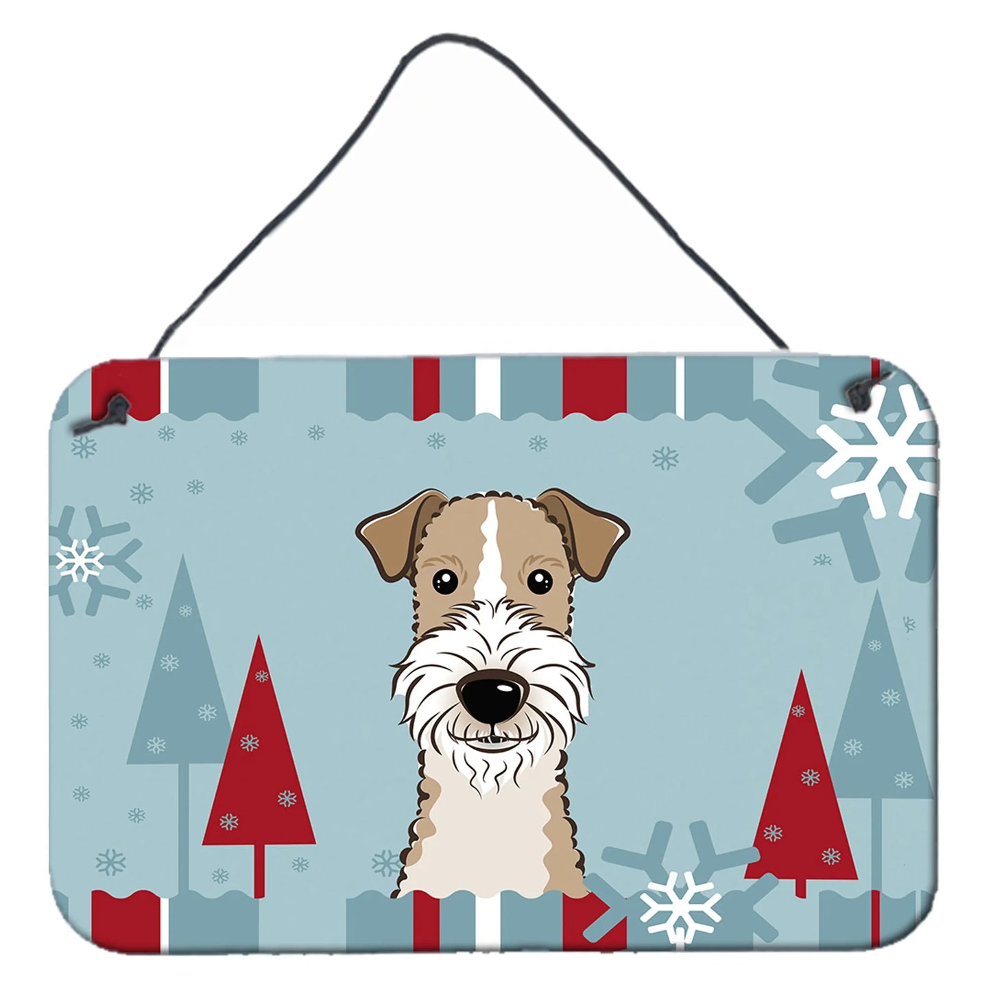 Winter Holiday Design with Dog Art Wall or Door Hanging Prints