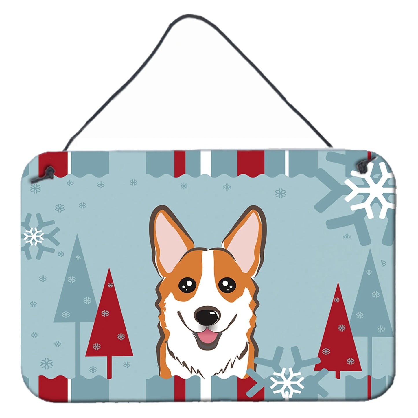 Winter Holiday Design with Dog Art Wall or Door Hanging Prints