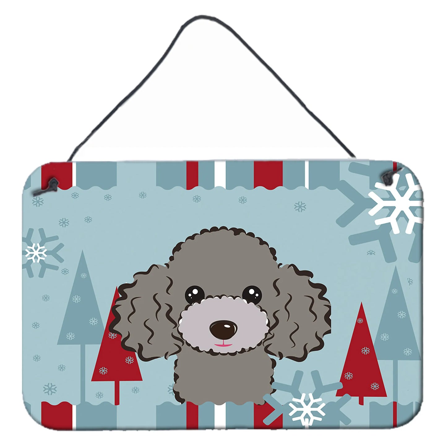 Winter Holiday Design with Dog Art Wall or Door Hanging Prints