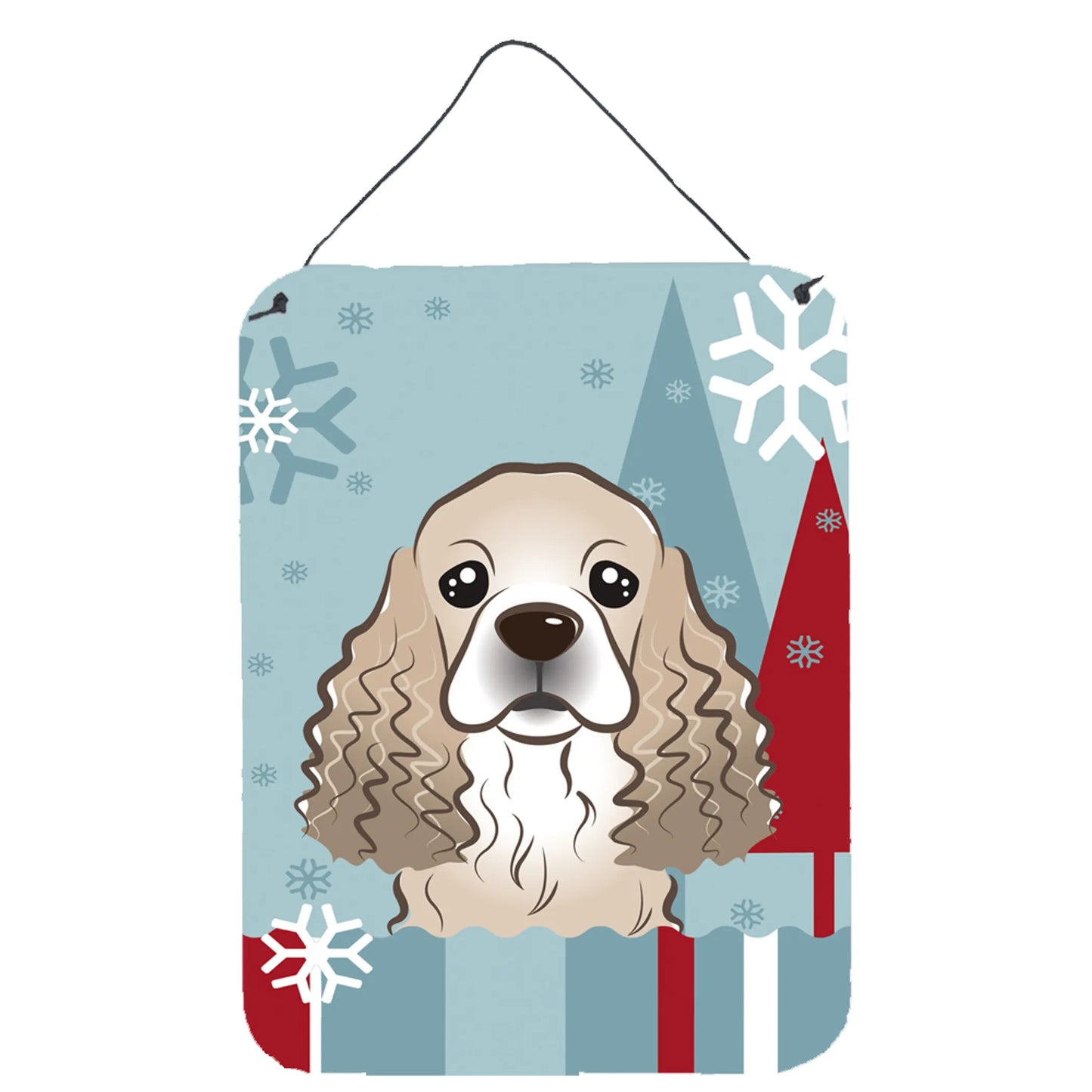 Winter Holiday Design with Dog Art Wall or Door Hanging Prints