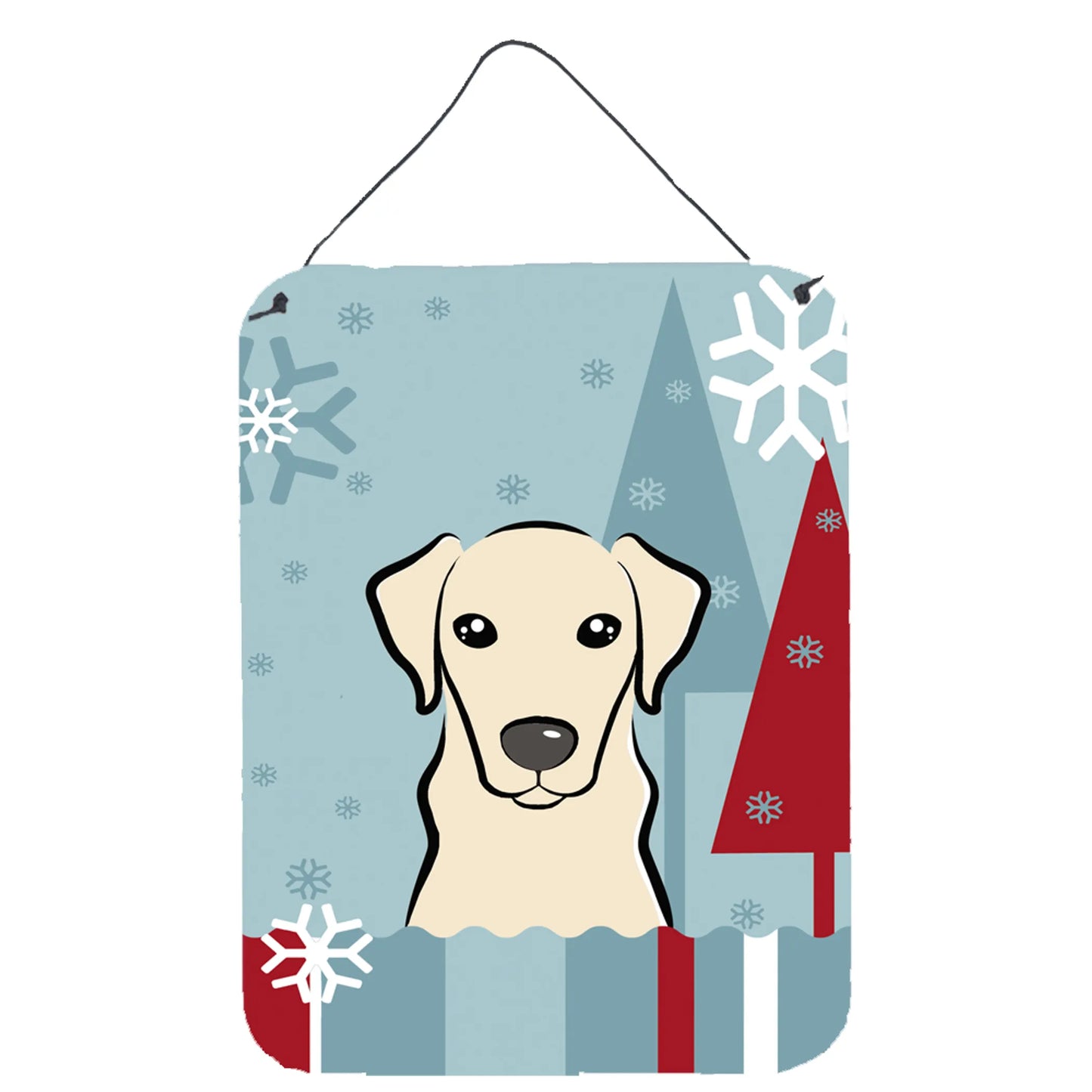 Winter Holiday Design with Dog Art Wall or Door Hanging Prints