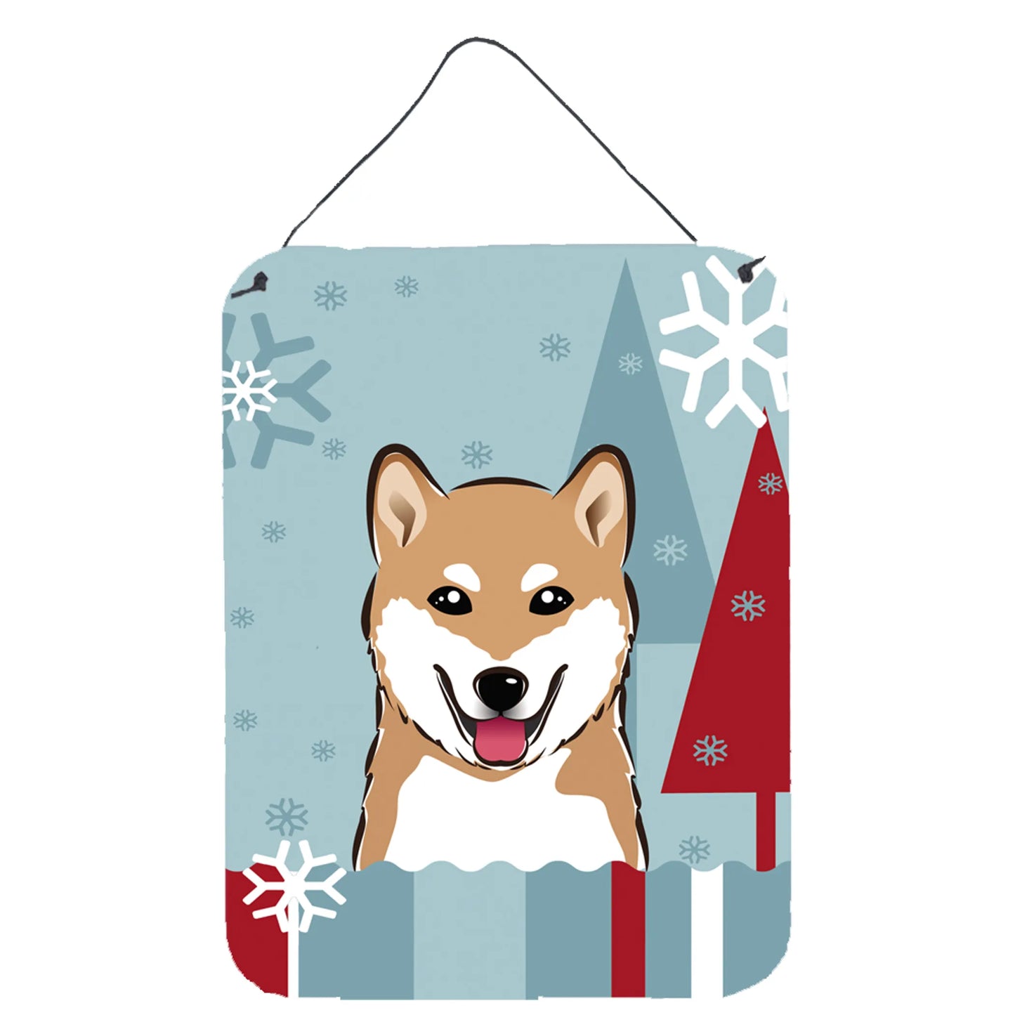 Winter Holiday Design with Dog Art Wall or Door Hanging Prints