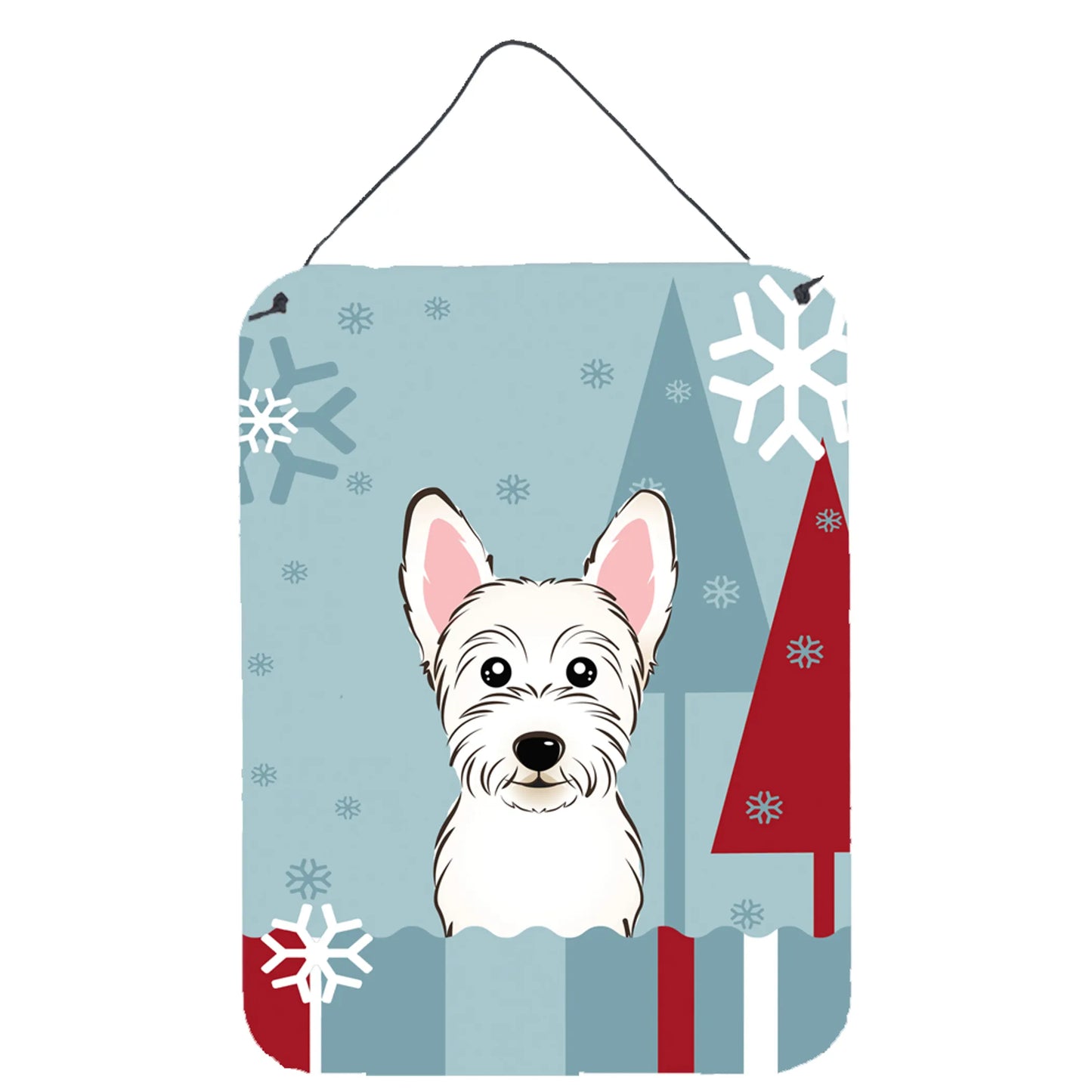 Winter Holiday Design with Dog Art Wall or Door Hanging Prints