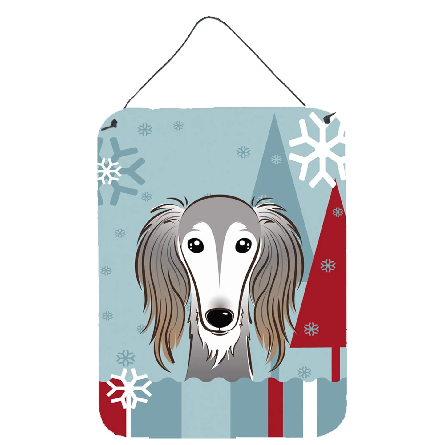 Winter Holiday Design with Dog Art Wall or Door Hanging Prints