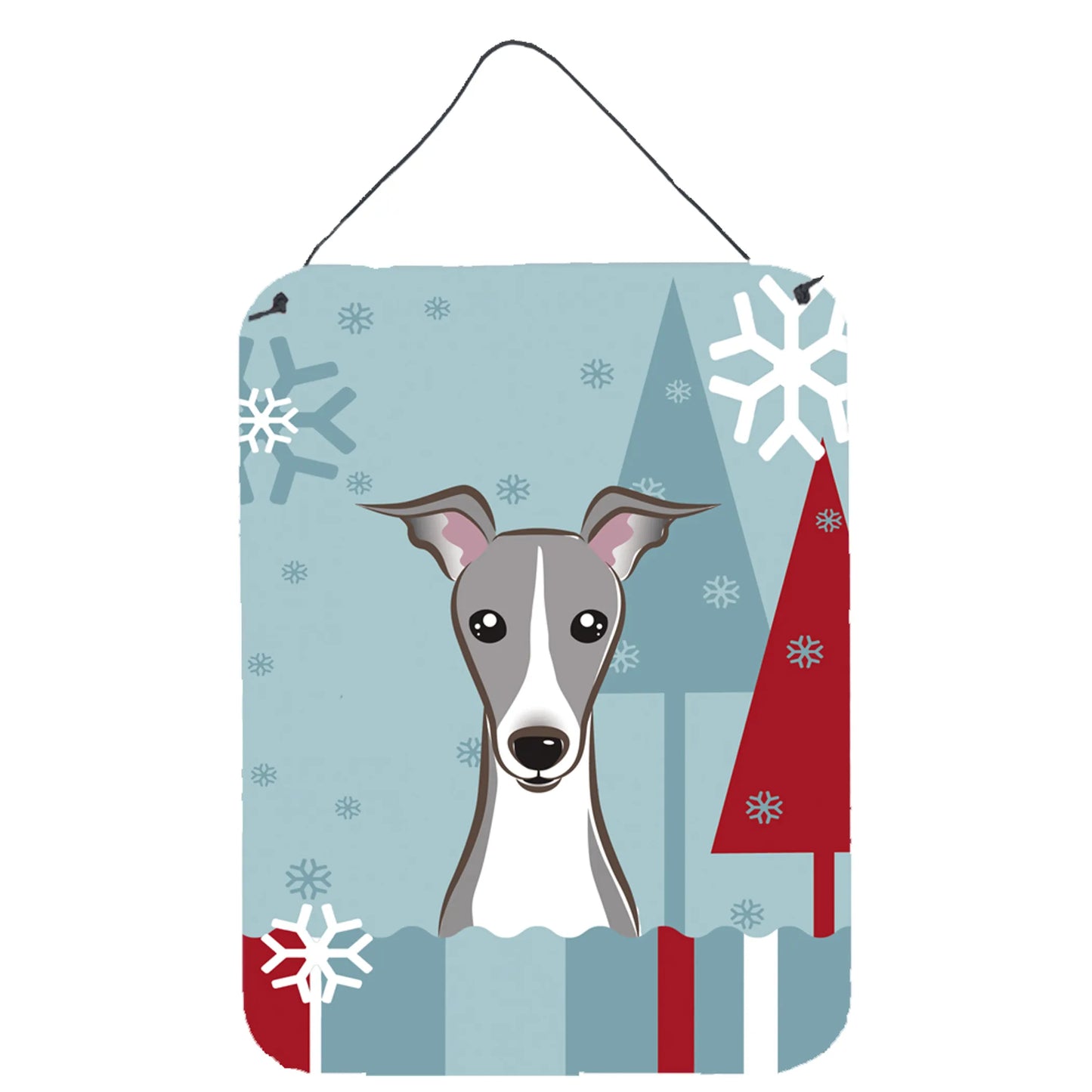 Winter Holiday Design with Dog Art Wall or Door Hanging Prints