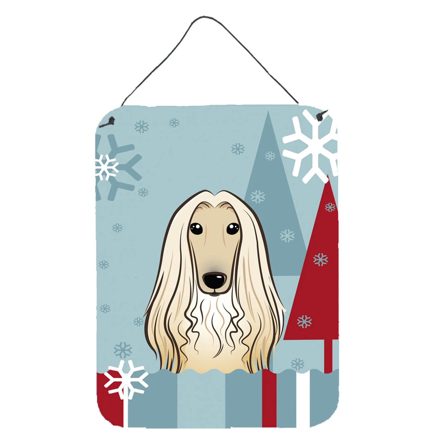 Winter Holiday Design with Dog Art Wall or Door Hanging Prints