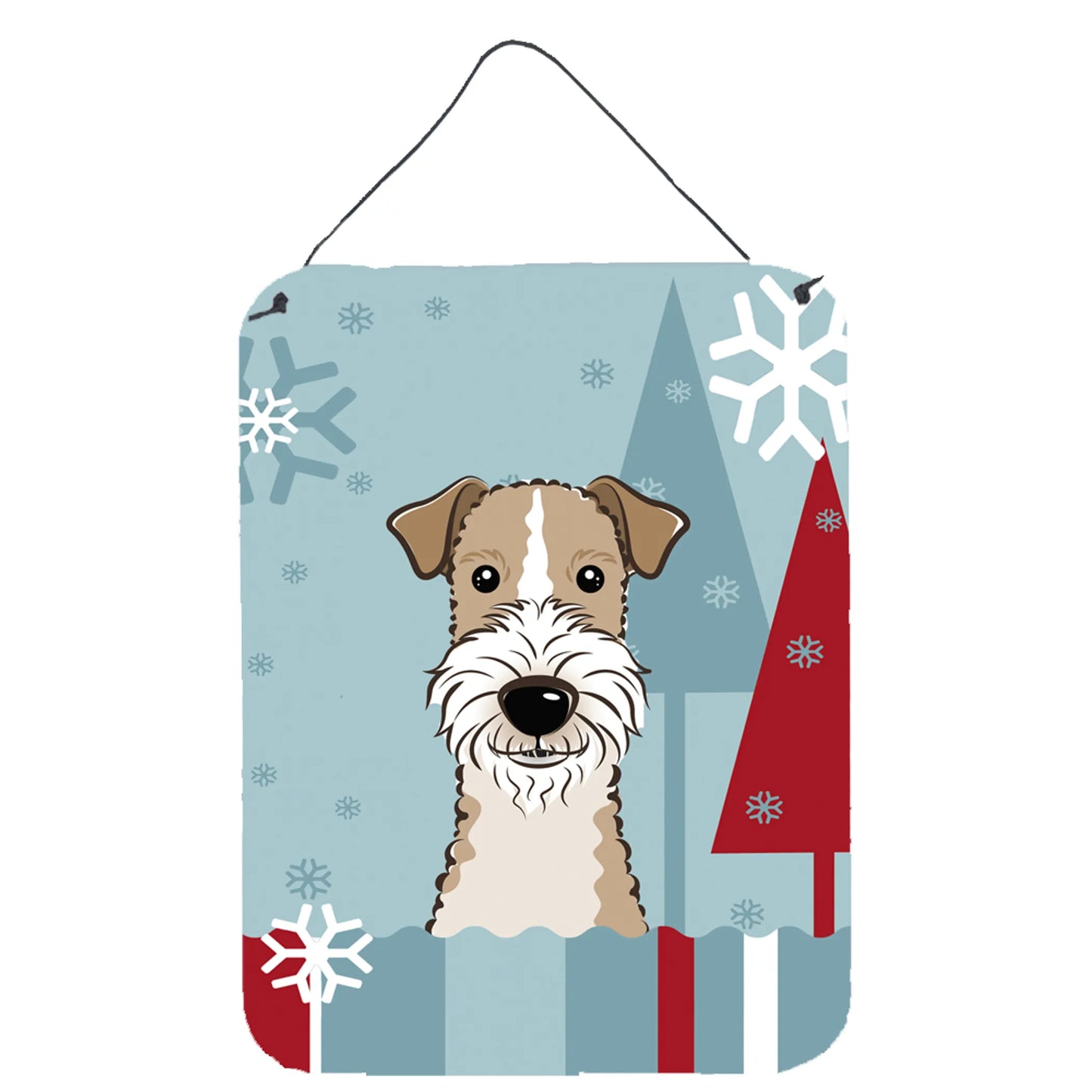 Winter Holiday Design with Dog Art Wall or Door Hanging Prints