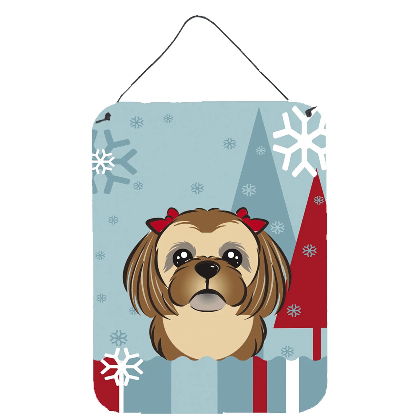 Winter Holiday Design with Dog Art Wall or Door Hanging Prints