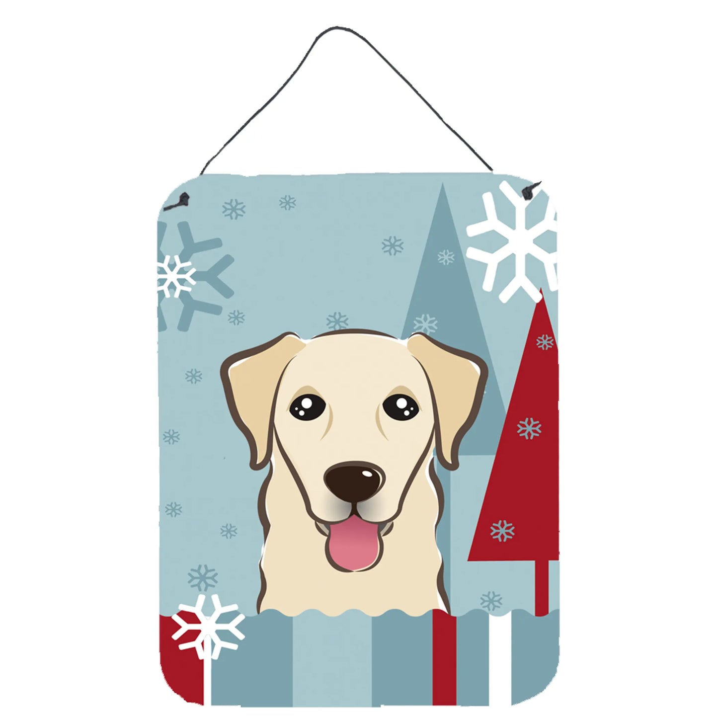 Winter Holiday Design with Dog Art Wall or Door Hanging Prints