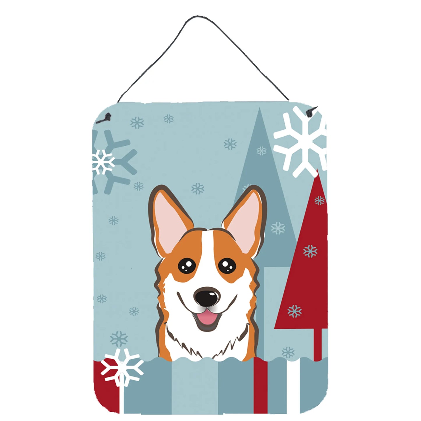 Winter Holiday Design with Dog Art Wall or Door Hanging Prints