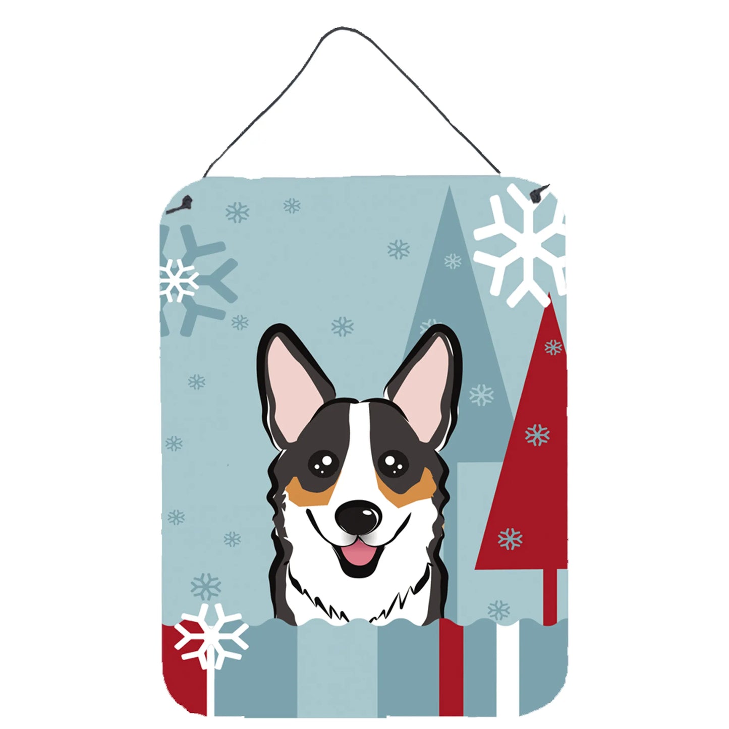 Winter Holiday Design with Dog Art Wall or Door Hanging Prints