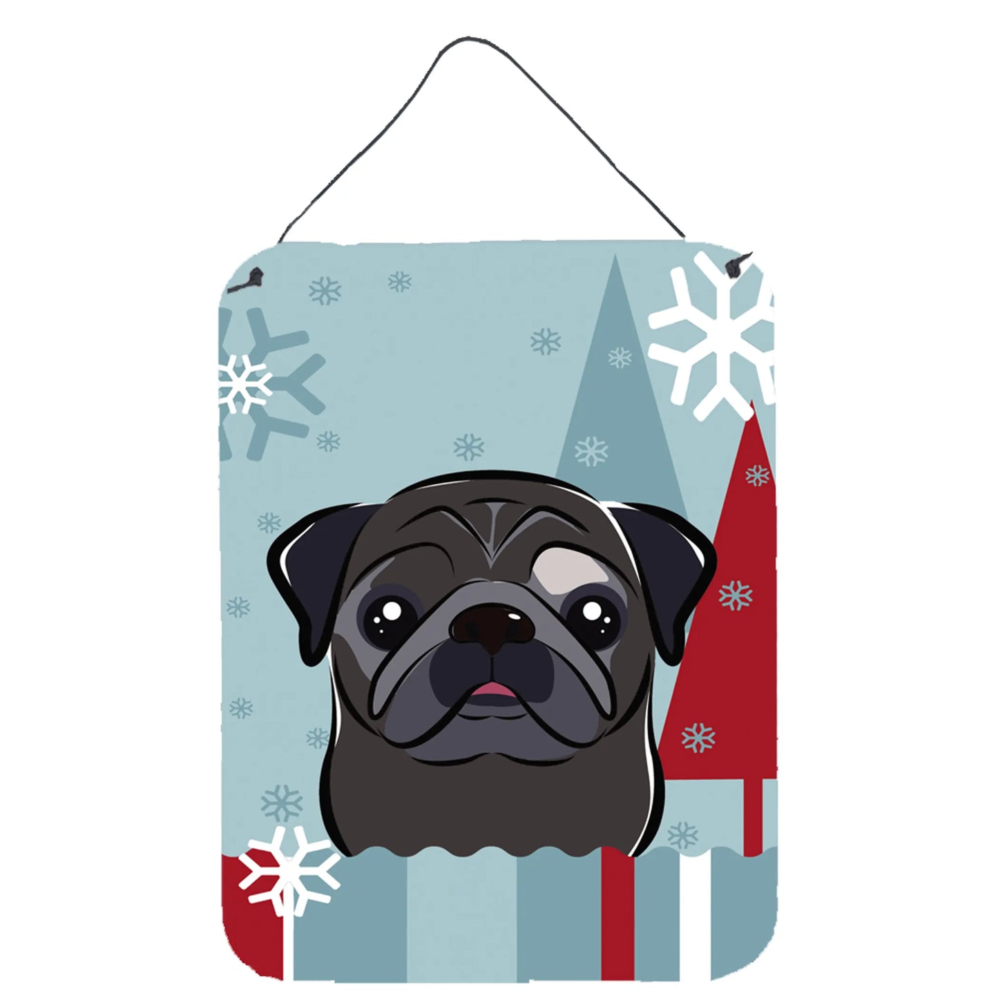 Winter Holiday Design with Dog Art Wall or Door Hanging Prints