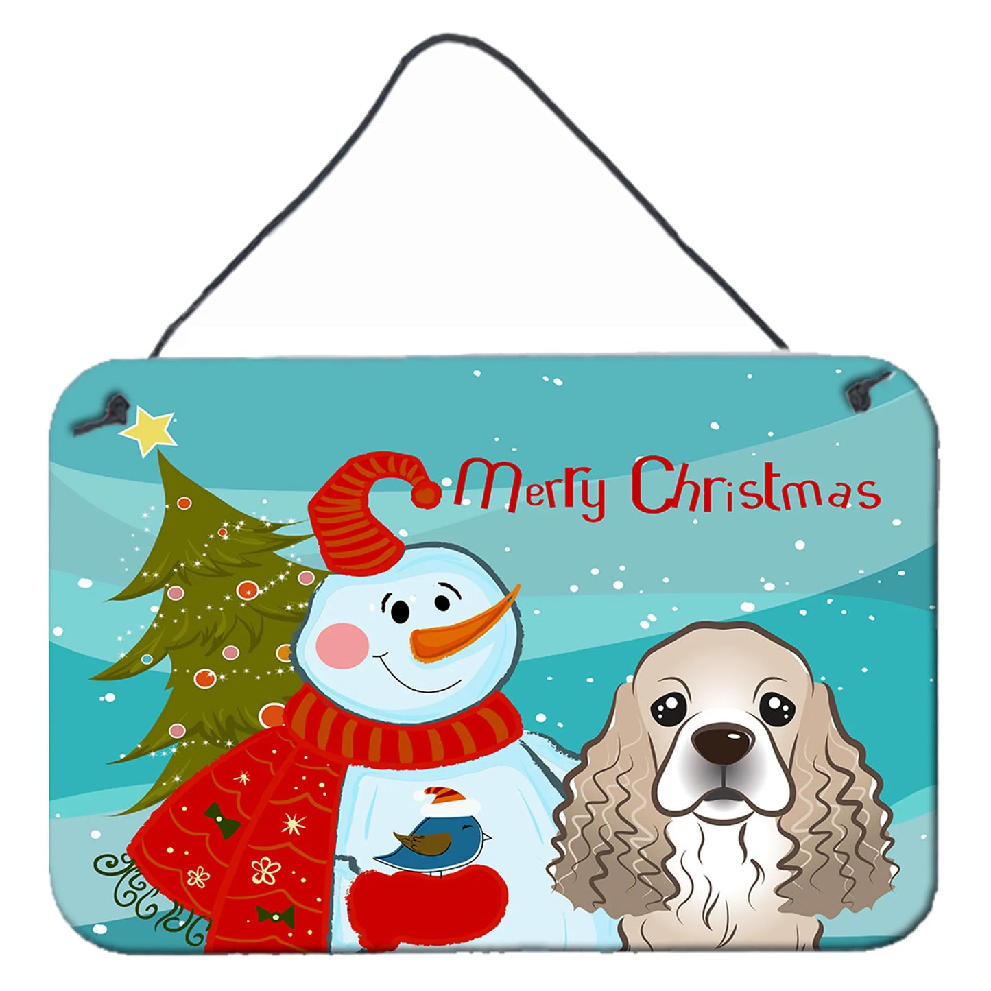 Snowman with Dog Art Wall or Door Hanging Prints