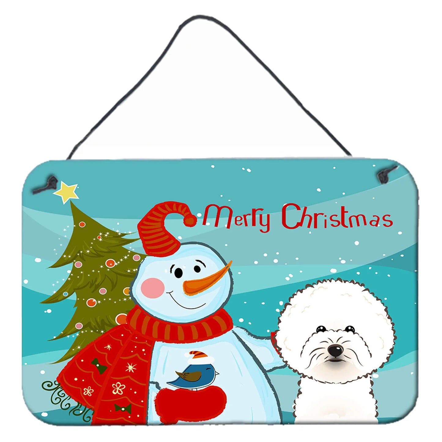 Snowman with Dog Art Wall or Door Hanging Prints