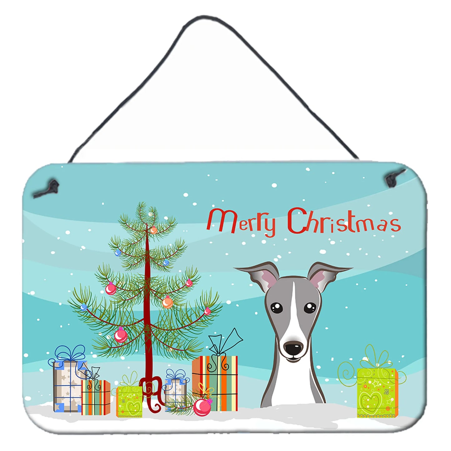 Christmas Tree and Dog Art Wall or Door Hanging Prints