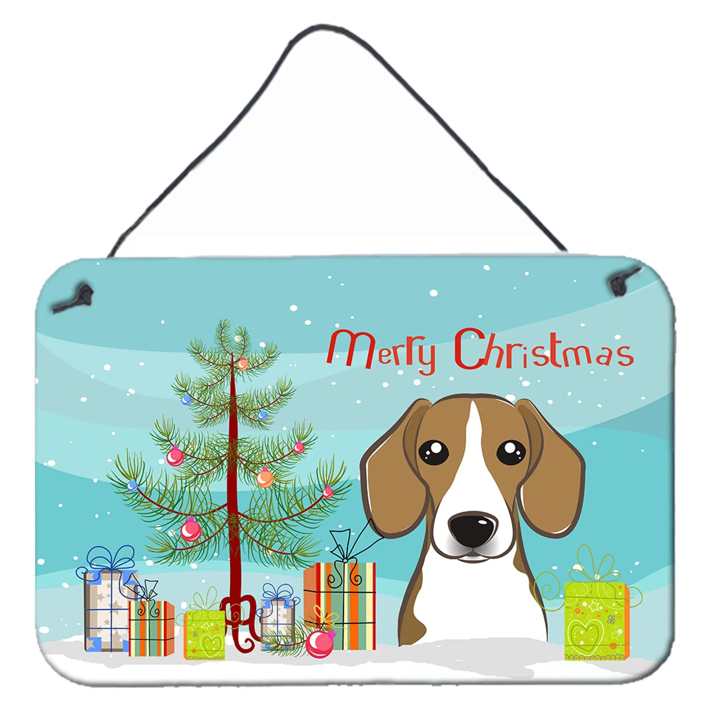 Christmas Tree and Dog Art Wall or Door Hanging Prints