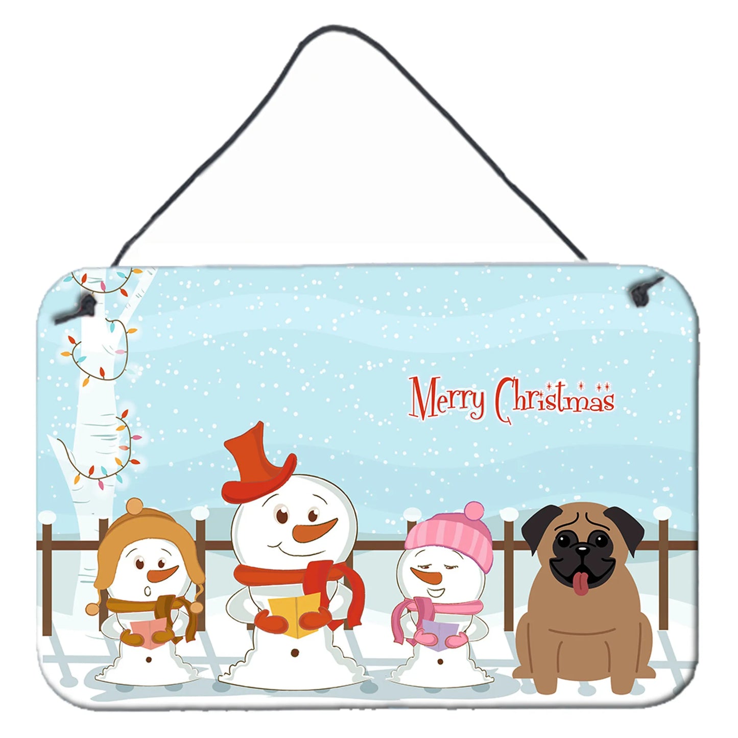 Merry Christmas Carolers Design with Dog Art Wall or Door Hanging Prints