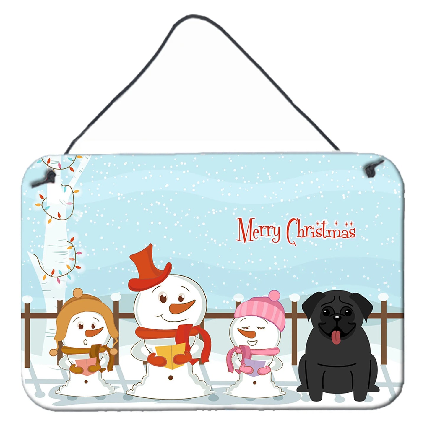 Merry Christmas Carolers Design with Dog Art Wall or Door Hanging Prints