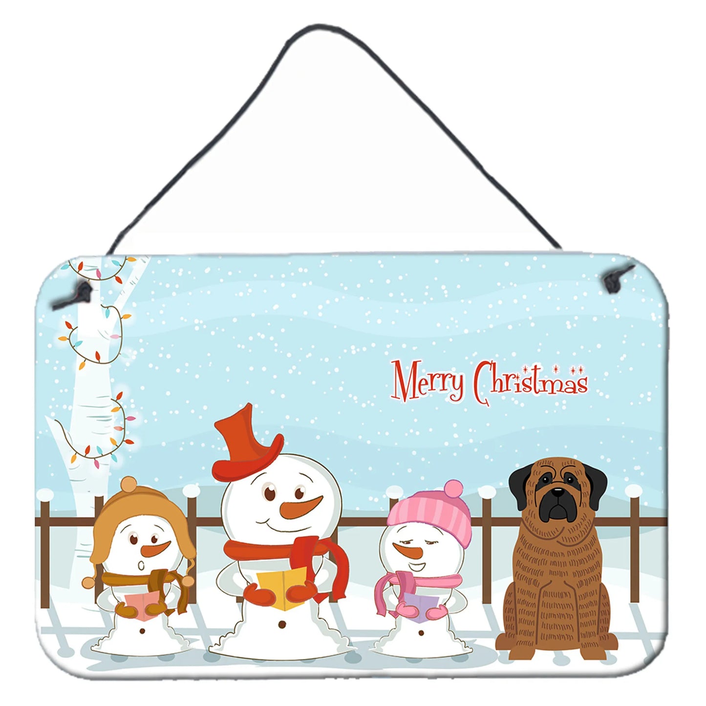 Merry Christmas Carolers Design with Dog Art Wall or Door Hanging Prints