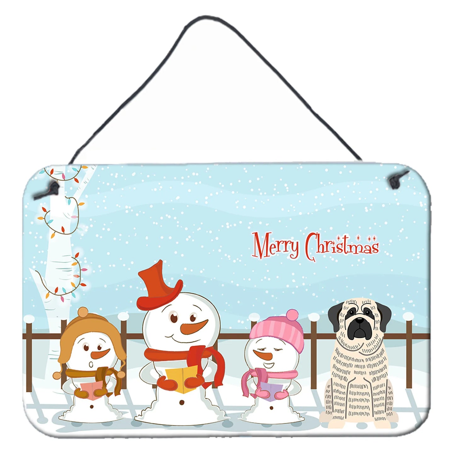 Merry Christmas Carolers Design with Dog Art Wall or Door Hanging Prints