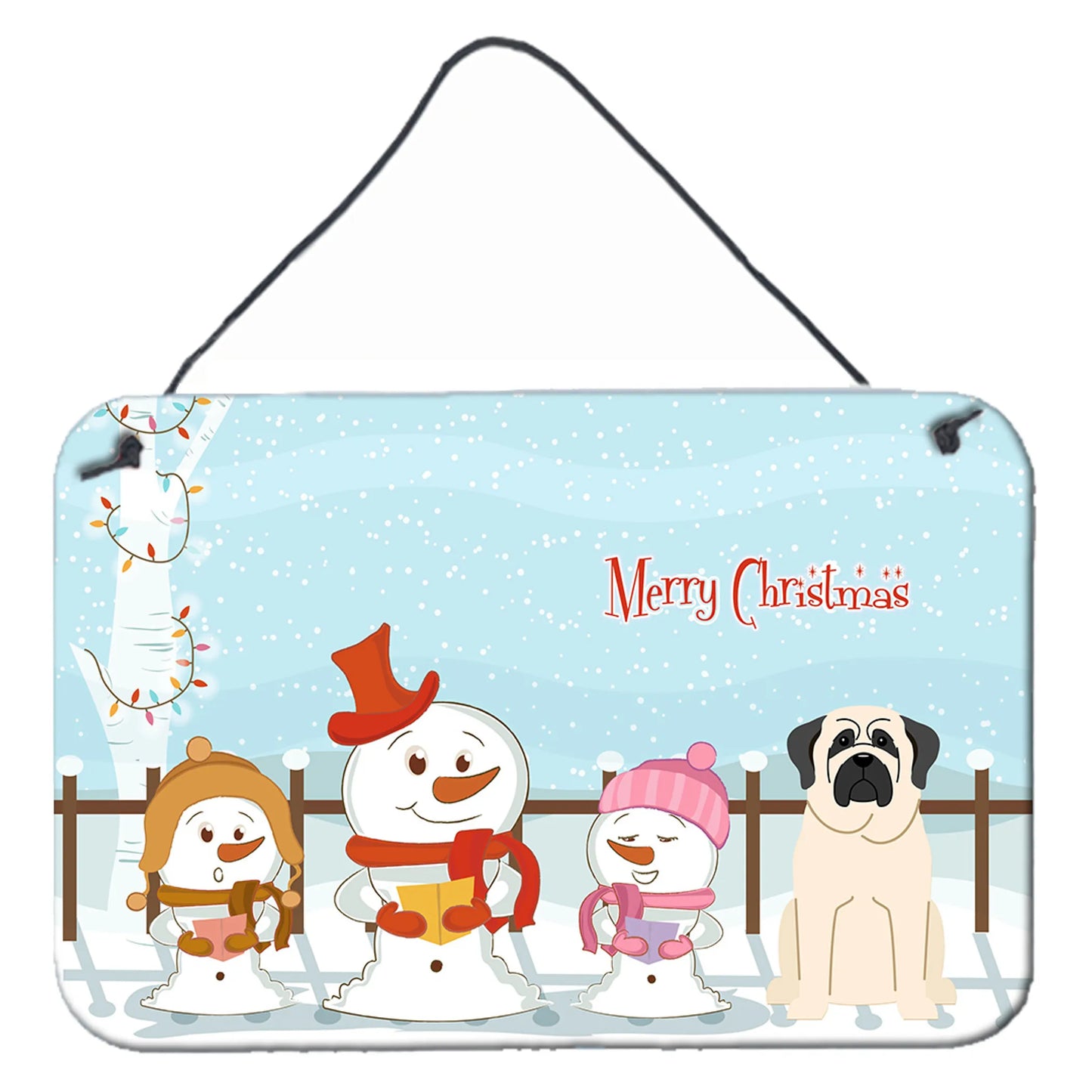 Merry Christmas Carolers Design with Dog Art Wall or Door Hanging Prints