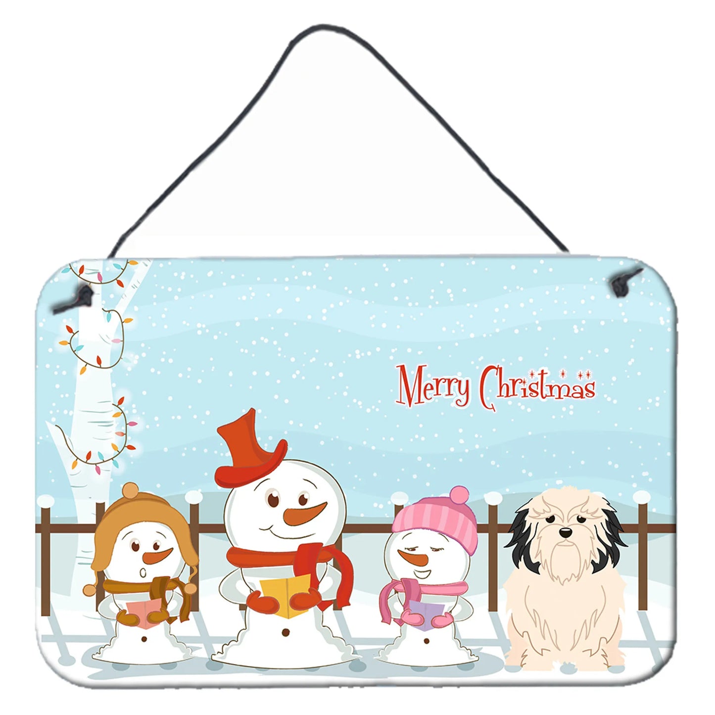 Merry Christmas Carolers Design with Dog Art Wall or Door Hanging Prints