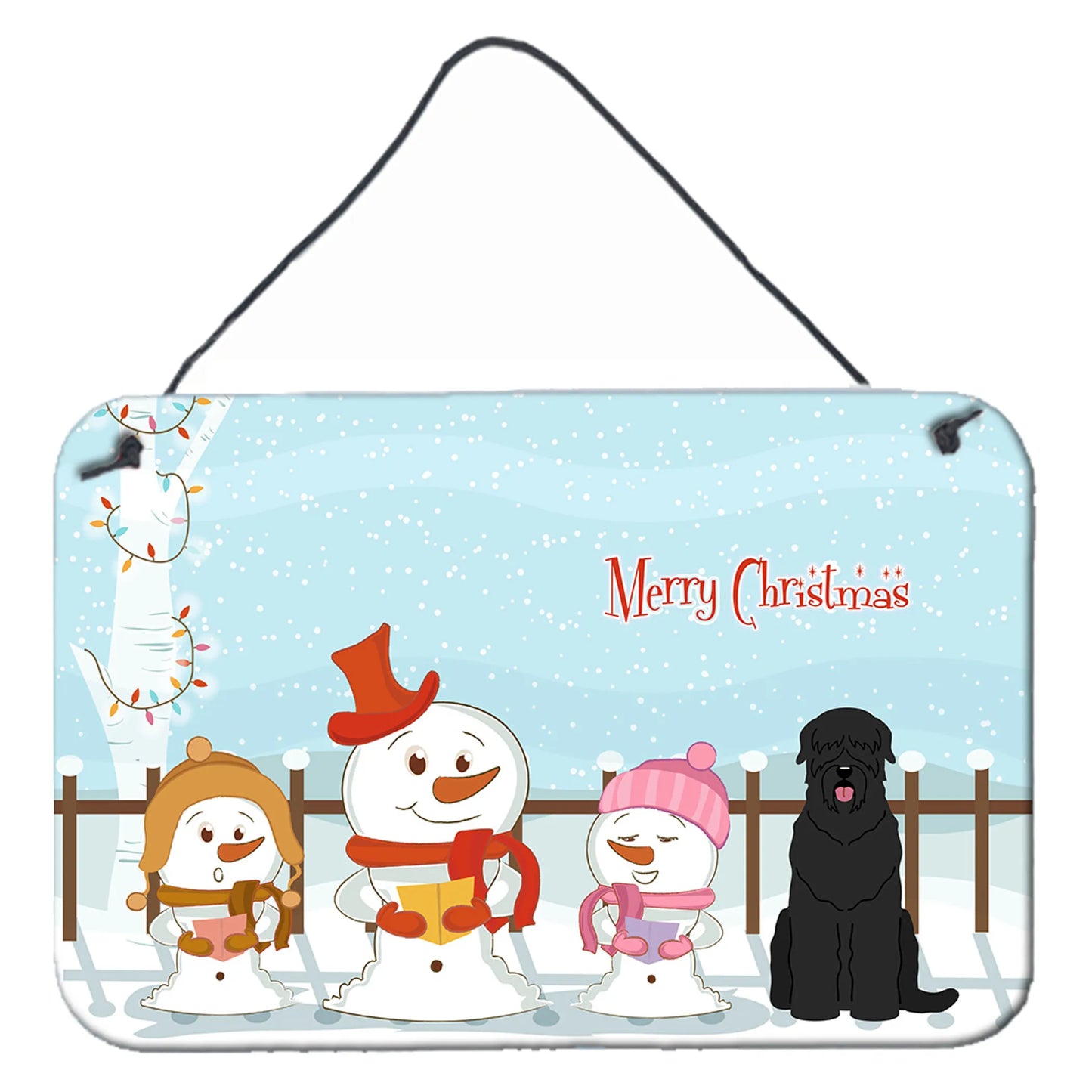 Merry Christmas Carolers Design with Dog Art Wall or Door Hanging Prints