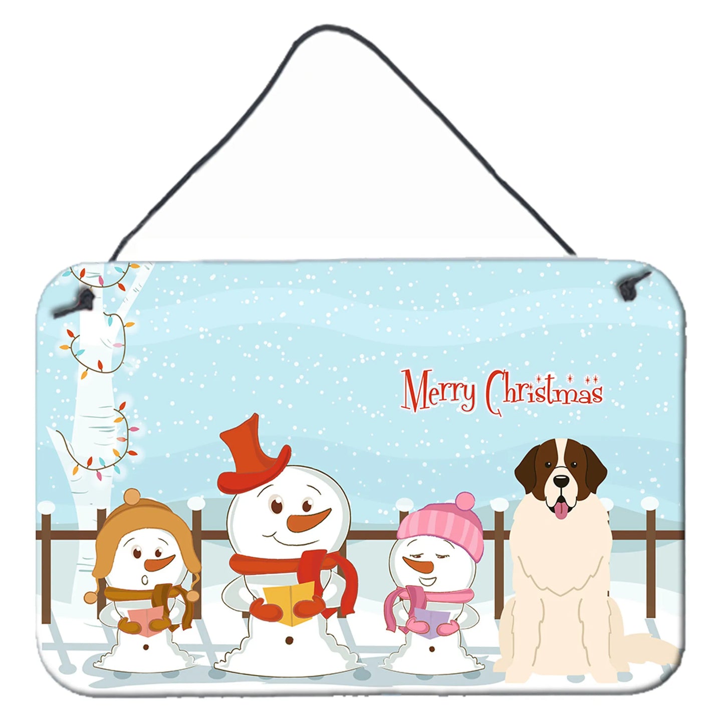 Merry Christmas Carolers Design with Dog Art Wall or Door Hanging Prints