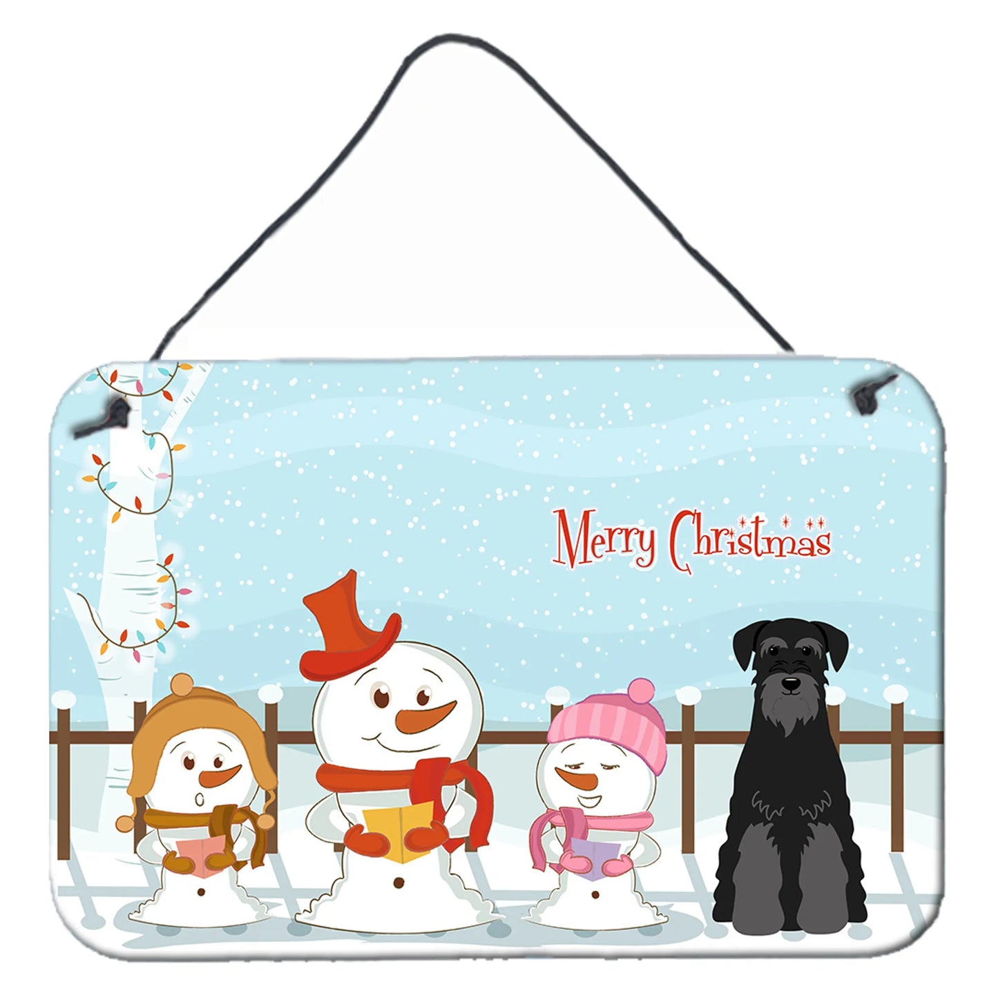 Merry Christmas Carolers Design with Dog Art Wall or Door Hanging Prints