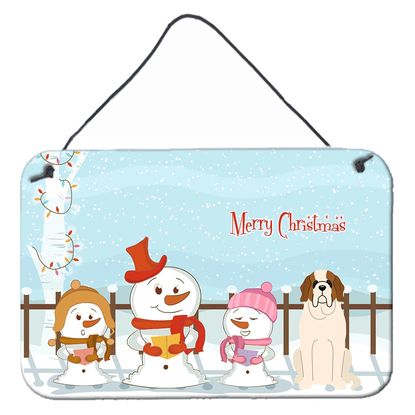 Merry Christmas Carolers Design with Dog Art Wall or Door Hanging Prints