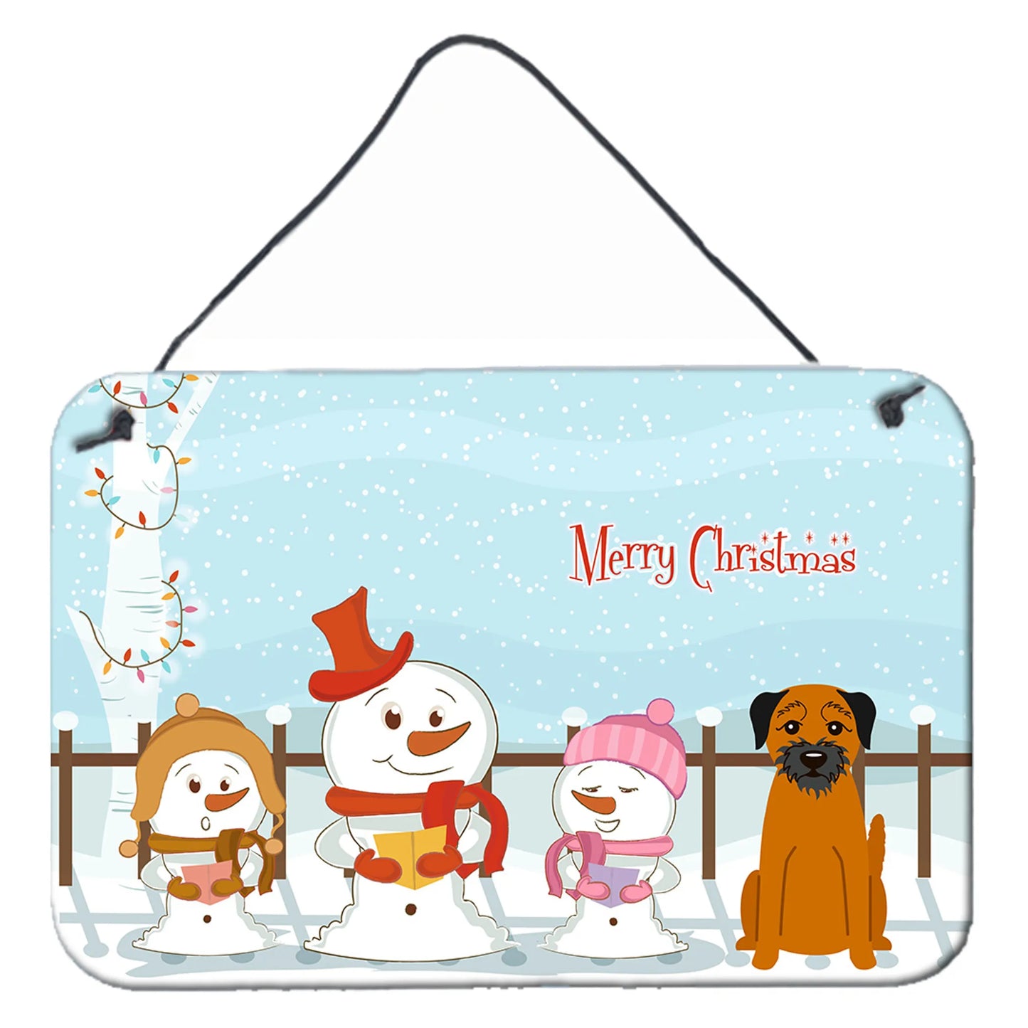 Merry Christmas Carolers Design with Dog Art Wall or Door Hanging Prints