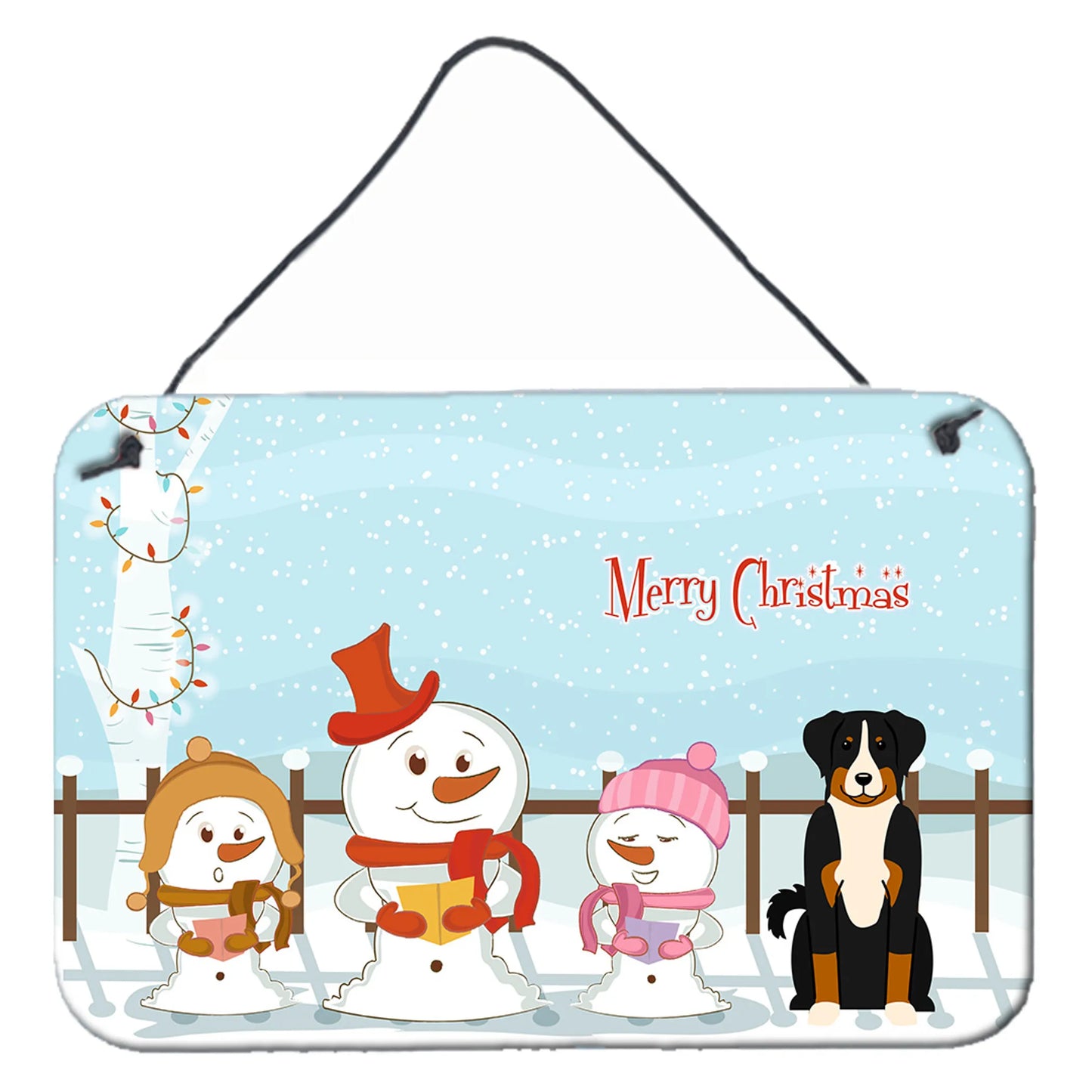 Merry Christmas Carolers Design with Dog Art Wall or Door Hanging Prints