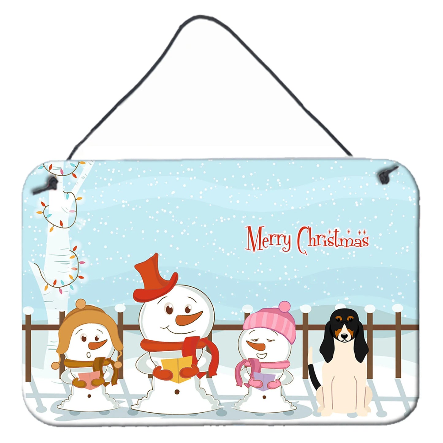 Merry Christmas Carolers Design with Dog Art Wall or Door Hanging Prints