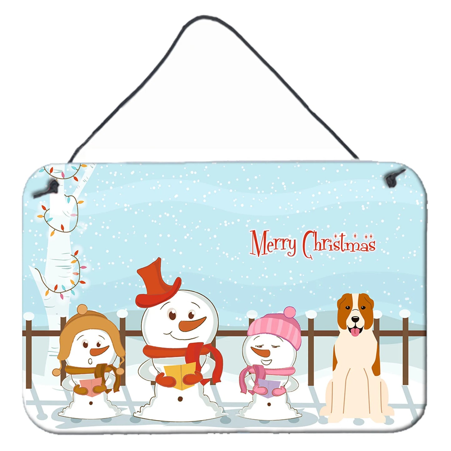 Merry Christmas Carolers Design with Dog Art Wall or Door Hanging Prints