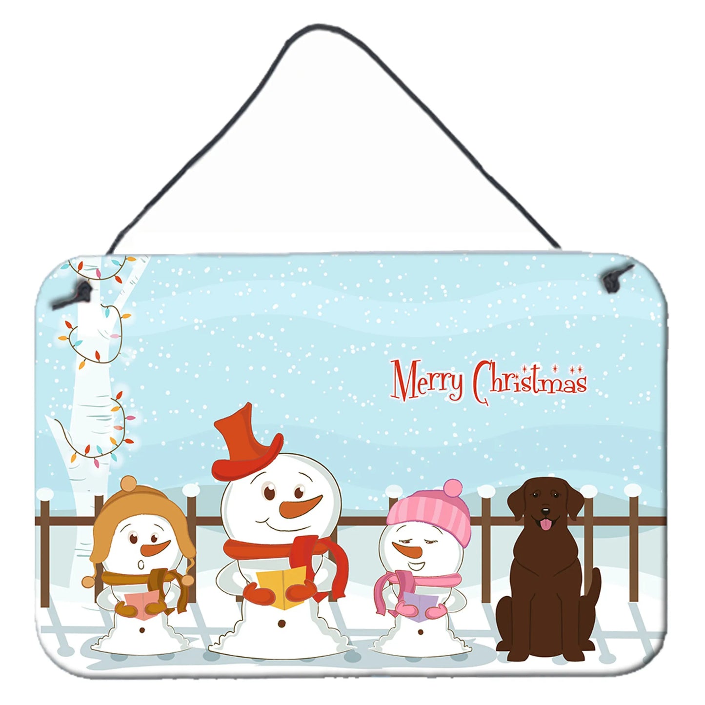 Merry Christmas Carolers Design with Dog Art Wall or Door Hanging Prints