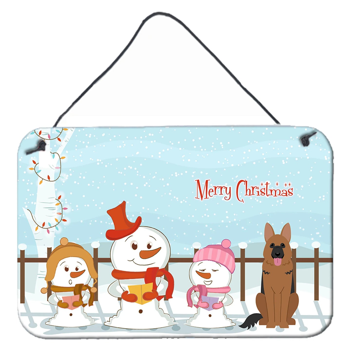 Merry Christmas Carolers Design with Dog Art Wall or Door Hanging Prints