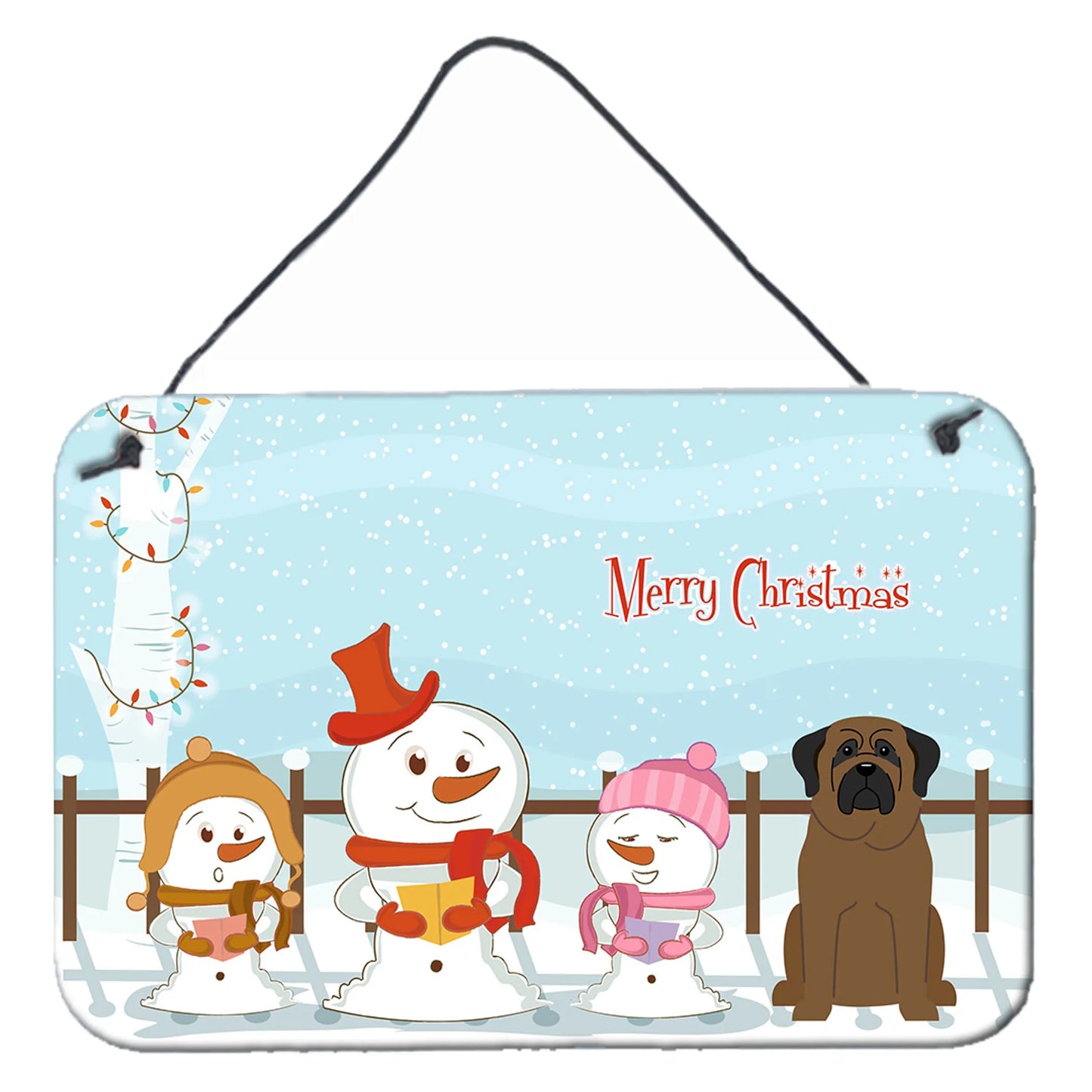 Merry Christmas Carolers Design with Dog Art Wall or Door Hanging Prints