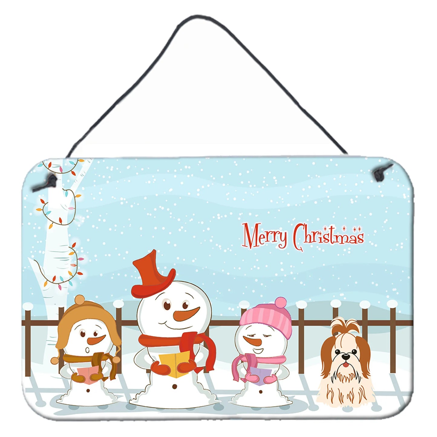 Merry Christmas Carolers Design with Dog Art Wall or Door Hanging Prints