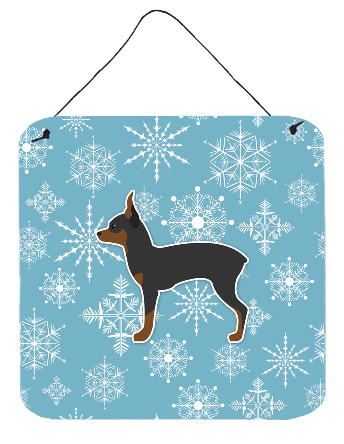 Winter Snowflake Design with Dog Art Wall or Door Hanging Prints