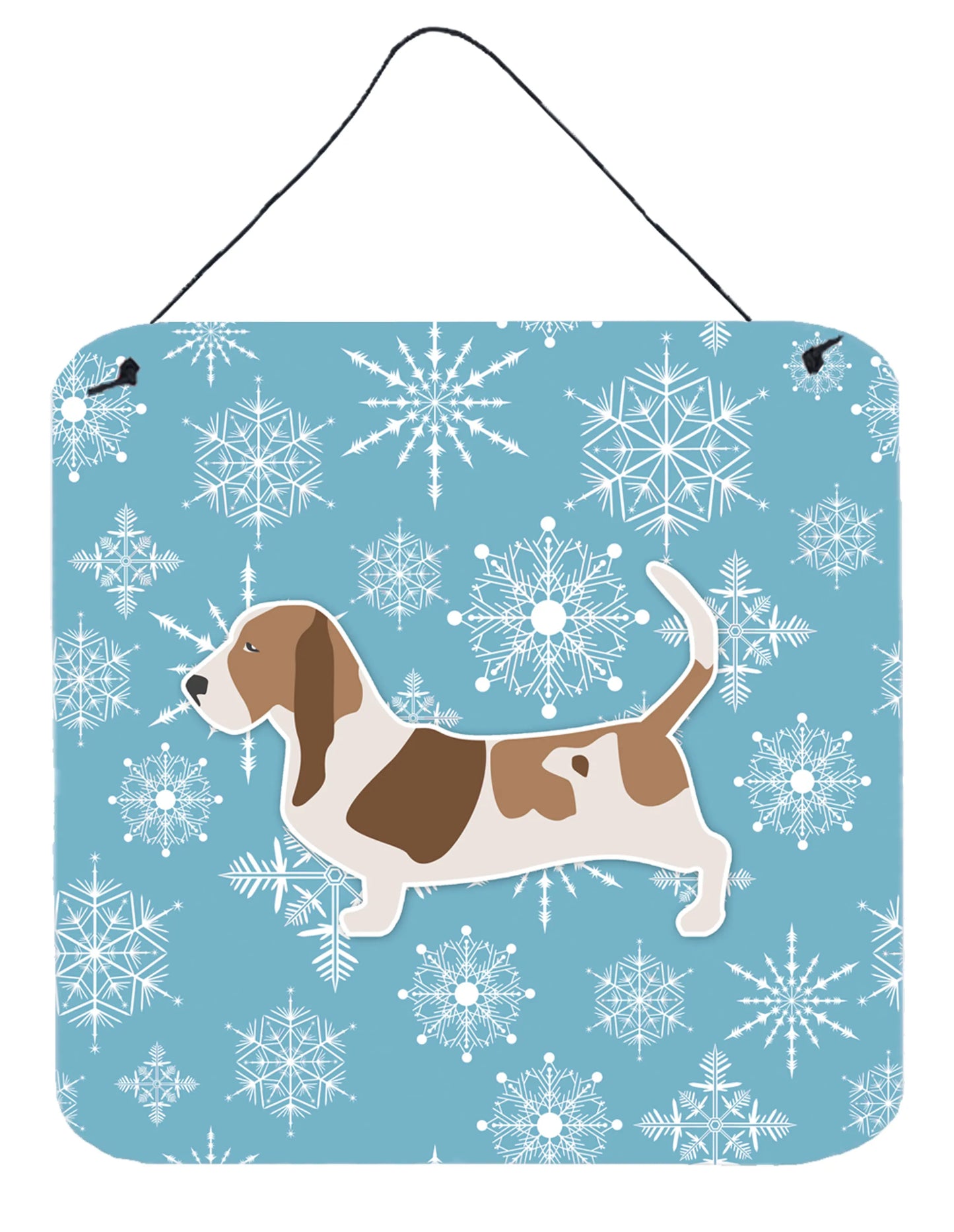 Winter Snowflake Design with Dog Art Wall or Door Hanging Prints