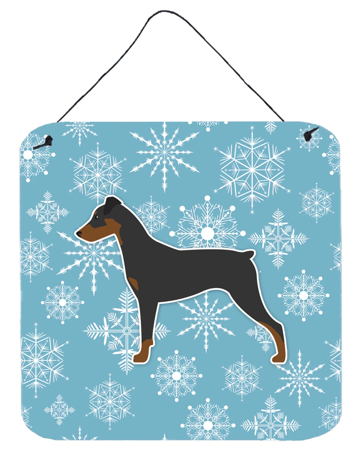 Winter Snowflake Design with Dog Art Wall or Door Hanging Prints