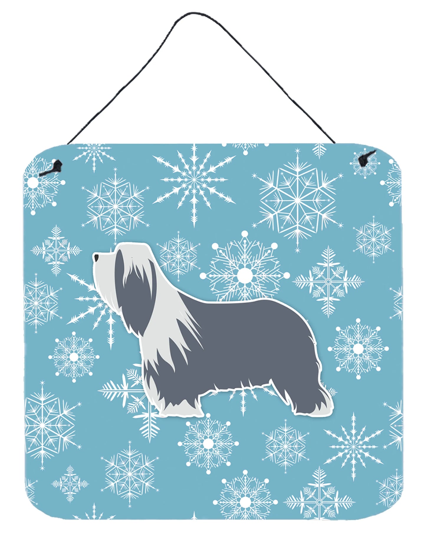 Winter Snowflake Design with Dog Art Wall or Door Hanging Prints