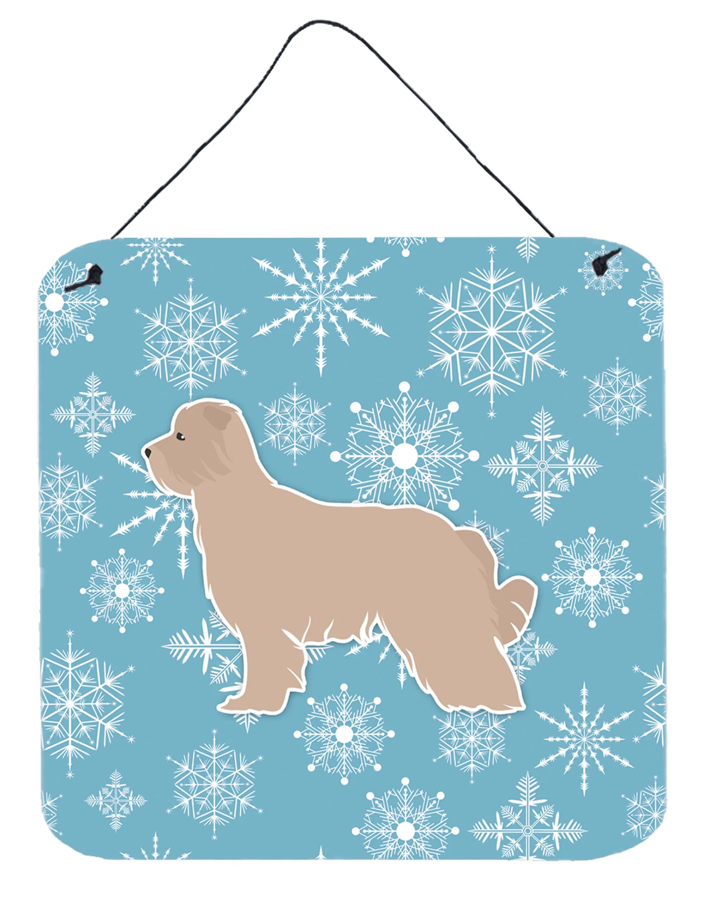 Winter Snowflake Design with Dog Art Wall or Door Hanging Prints