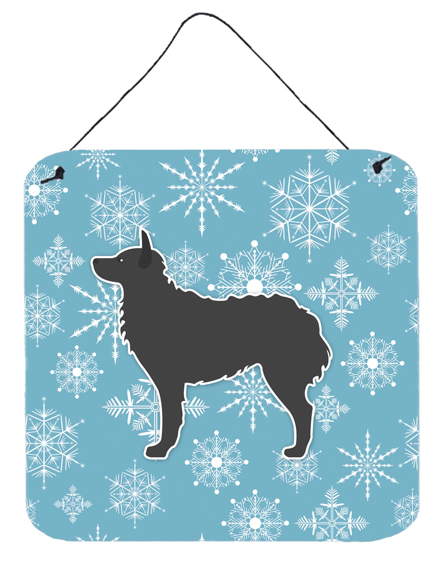 Winter Snowflake Design with Dog Art Wall or Door Hanging Prints