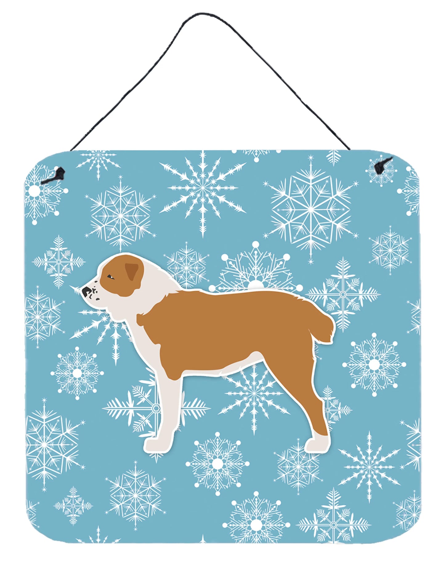 Winter Snowflake Design with Dog Art Wall or Door Hanging Prints