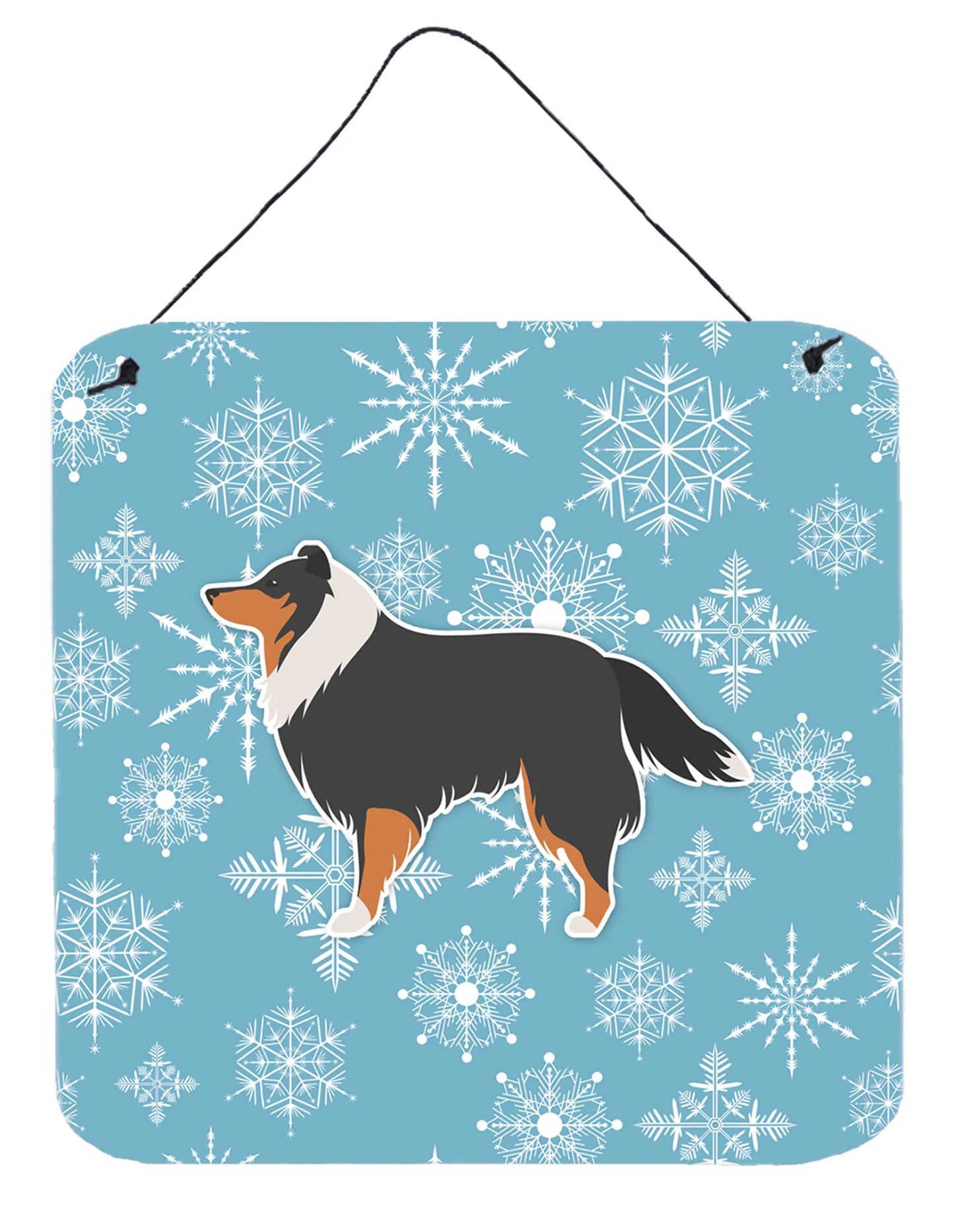 Winter Snowflake Design with Dog Art Wall or Door Hanging Prints