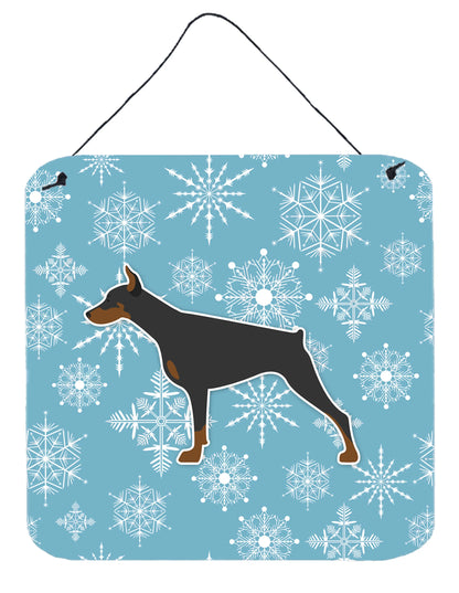 Winter Snowflake Design with Dog Art Wall or Door Hanging Prints